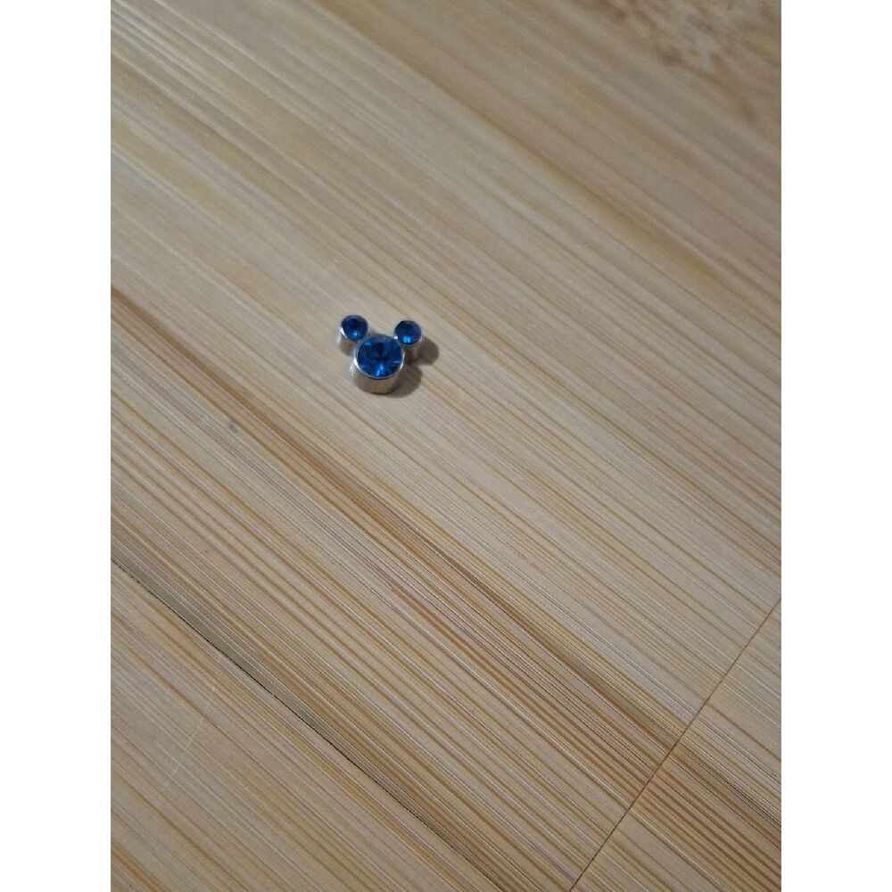 Mickey-style Floating locket charm - December birthstone blue zircon